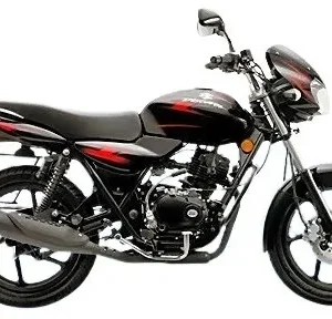 Bajaj Discover 135 black and blue color 2026 price in Bangladesh showroom view.