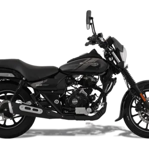 Side profile of Bajaj Avenger 160 ABS in Ebony Black showing the cruiser seating.