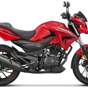 Side profile of Hero Hunk 150R Xtec 2026 model in Matte Black color showing the engine and ABS disc.
